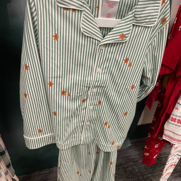 Kids' Gingerbread Striped Long Sleeve Shirt and Pants PJ Set - Size: Youth Large - Picture 2 of 5